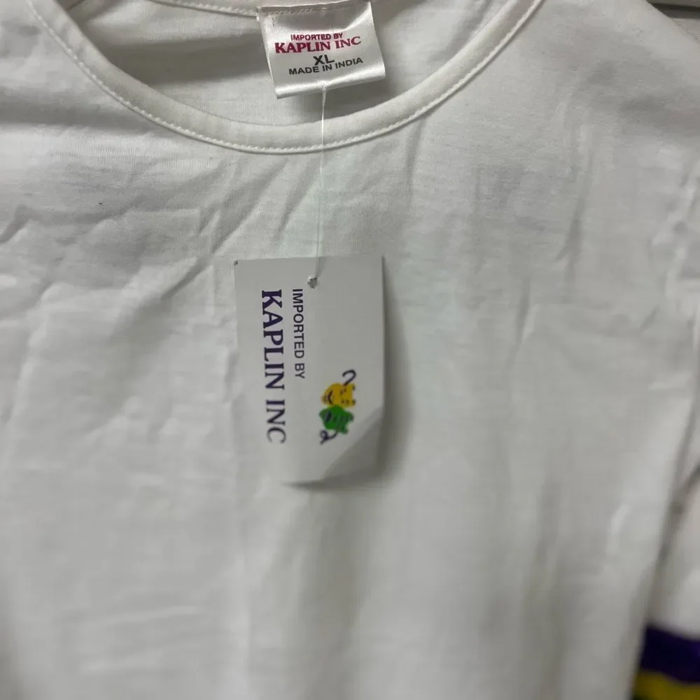 NWT✨KAPLIN✨xl✨Kids White Shirt with Multicolor Cuffs